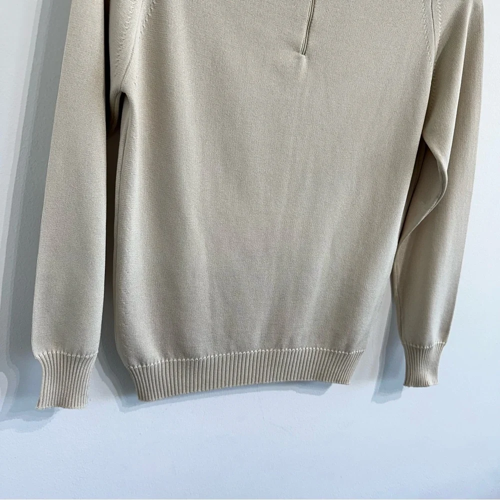Vintage Givenchy Turtlneck Neutral Tan color lightweight knit zip back